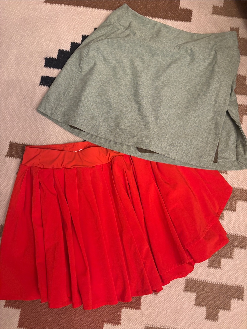 Outdoor Voices 2 pairs Red Pleated & Sage Green Skort Small